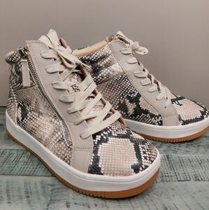 Women's Snake Print High-Top Sneakers
